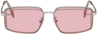 Shop Fendi Gray Rectangular Sunglasses In 5350s