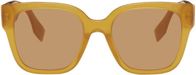 Shop Fendi Tan O'lock Sunglasses In 5444j