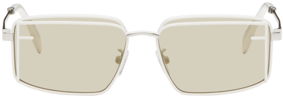 Shop Fendi White Rectangular Sunglasses In 5325n