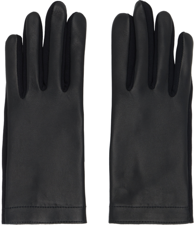 Shop Alaïa Black Paneled Gloves In 999 Noir