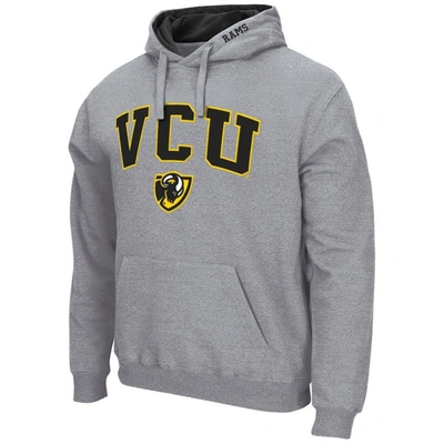 Colosseum Heathered Gray Vcu Rams Arch And Logo Pullover Hoodie In Heather Gray