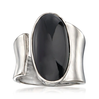 Ross-simons Black Onyx Wrap Ring In Sterling Silver