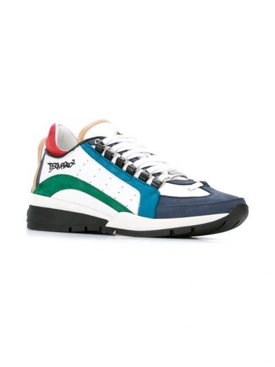 Dsquared2 Leather & Nubuck Sneakers, White/green/blue | ModeSens