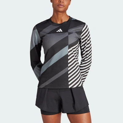 Shop Adidas Originals Women's Adidas Tennis Heat. Rdy Pro 3/4 Sleeve Tee In Black