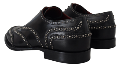 Shop Dolce & Gabbana Leather Derby Dress Studded Men's Shoes In Black