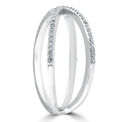 Pompeii3 1/5ct 10k White Gold Round Diamond Crossover Cocktail Fashion Statement X Ring In Multi