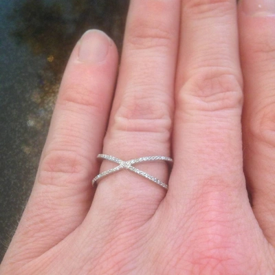 Pompeii3 1/5ct 10k White Gold Round Diamond Crossover Cocktail Fashion Statement X Ring In Multi