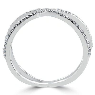 Pompeii3 1/5ct 10k White Gold Round Diamond Crossover Cocktail Fashion Statement X Ring In Multi