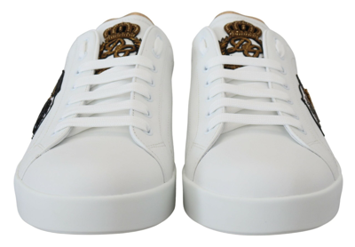 Shop Dolce & Gabbana Leather Sport Dg Sequined Men's Sneakers In White