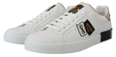 Shop Dolce & Gabbana Leather Sport Dg Sequined Men's Sneakers In White