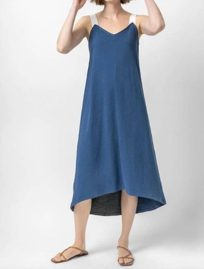 Shop Lilla P Contrast Strap Tank Dress In Ink In Blue