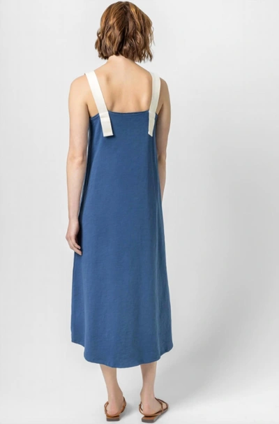 Shop Lilla P Contrast Strap Tank Dress In Ink In Blue