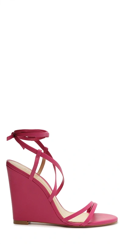 Schutz Deonne Ankle Wrap Wedge Sandal In Pink