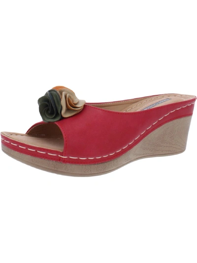 Shop Good Choice Sydney Womens Slip On Floral Slide Sandals In Red