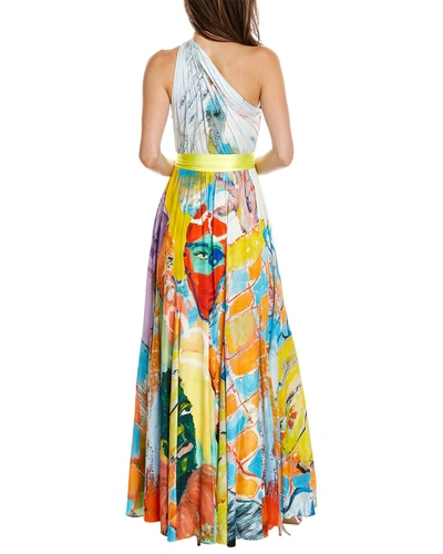 Shop Alice And Olivia Milan One-shoulder Gown In Multi