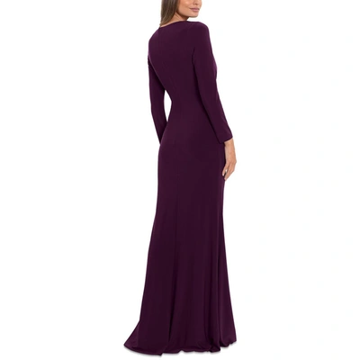 Shop Betsy & Adam Womens Ruched Long Evening Dress In Purple