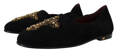 Shop Dolce & Gabbana Suede  Cross Slip On Loafers Men's Shoes In Black