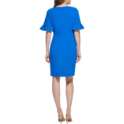 Shop Dkny Womens Office Knee Sheath Dress In Blue
