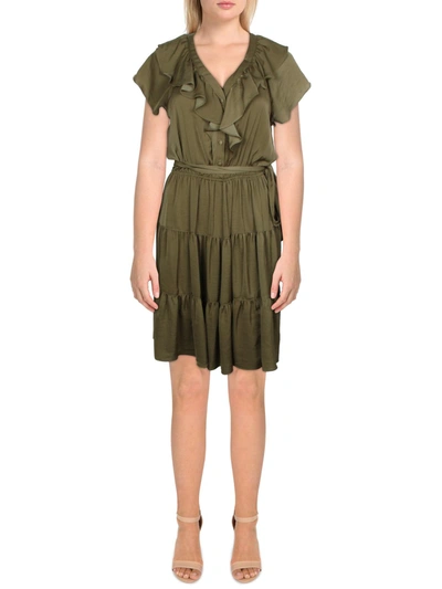 Shop Lauren Ralph Lauren Womens Satin Belted Mini Dress In Multi
