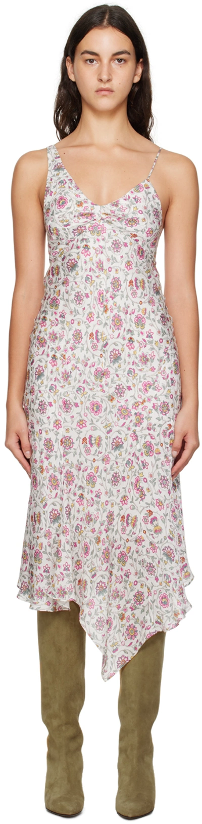 Shop Isabel Marant White & Pink Lucia Midi Dress In 23ec Ecru