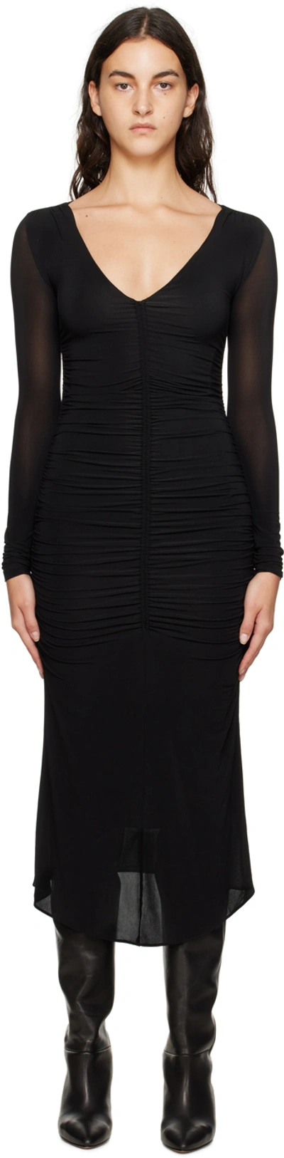 Shop Isabel Marant Black Laly Midi Dress In 01bk Black