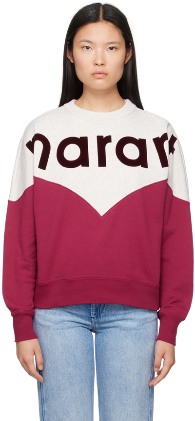 Shop Isabel Marant Étoile Off-white & Burgundy Houston Sweatshirt In 40ry Raspberry