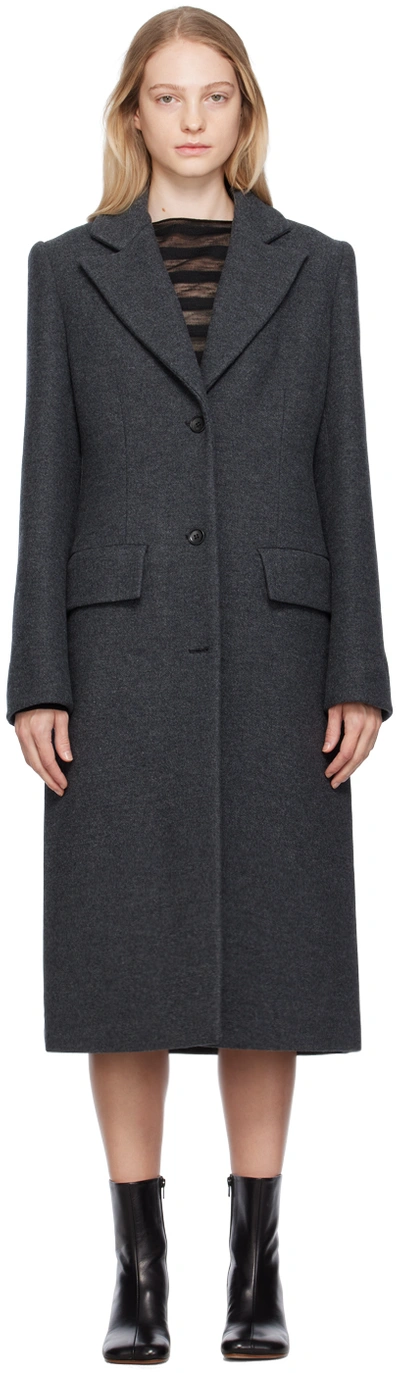 Shop We11 Done Gray Single-breasted Coat In Dark Grey