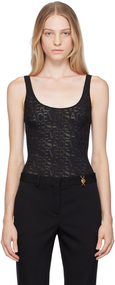 Shop Versace Black Allover Bodysuit In 1b000 Black
