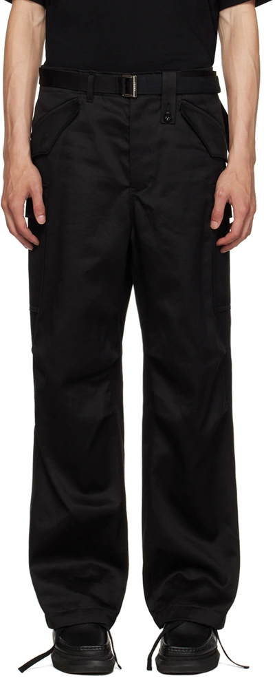 Shop Sacai Black Belted Cargo Pants In 001 Black