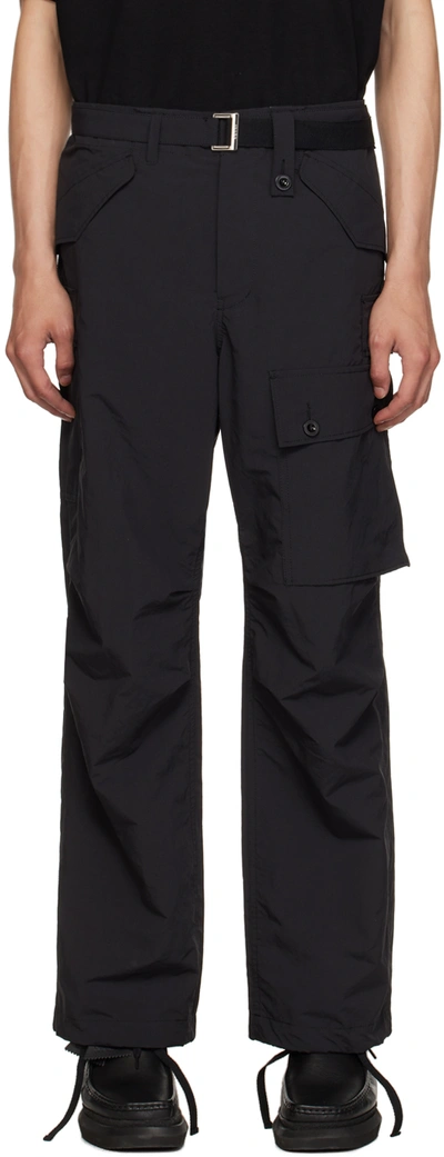 Shop Sacai Black Matte Cargo Pants In 001 Black