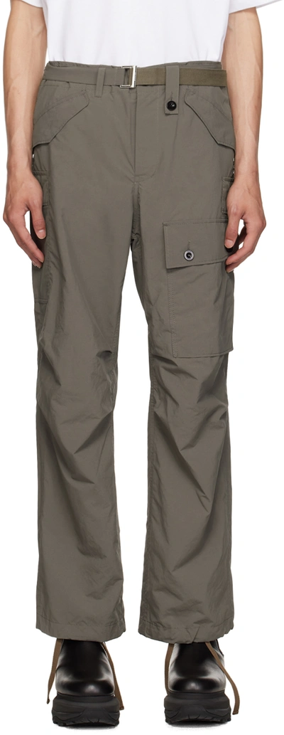 Shop Sacai Taupe Matte Cargo Pants In 550 Taupe