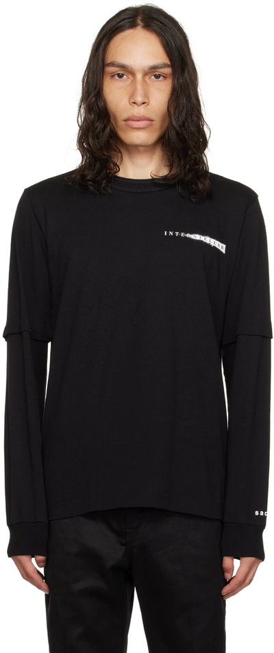 Shop Sacai Black Interstellar Long Sleeve T-shirt In 001 Black