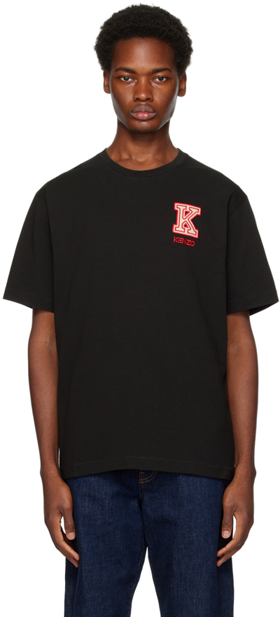 Shop Kenzo Black  Paris K. Crest T-shirt In 99j - Black