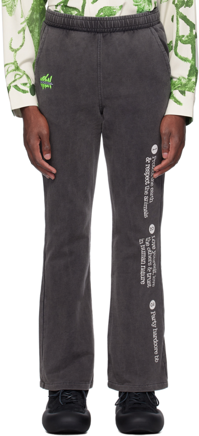 Shop Carne Bollente Gray 'party Hardcore' Sweatpants In Washed Black