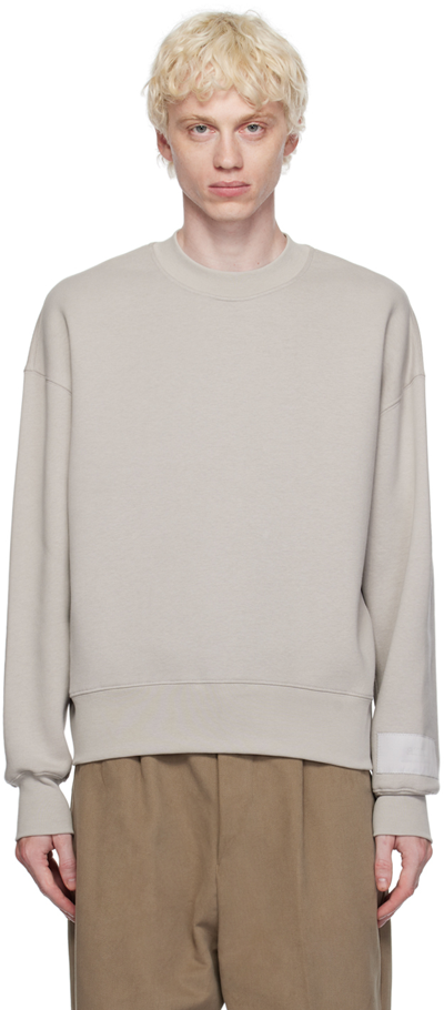 Shop Ami Alexandre Mattiussi Gray Crewneck Sweatshirt In Pearl Grey/088