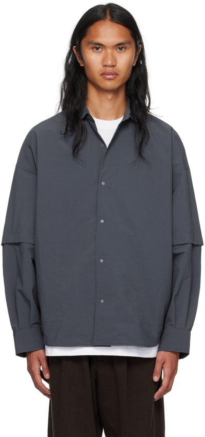 Shop Meanswhile Gray Detachable Sleeve Shirt In Charcoal