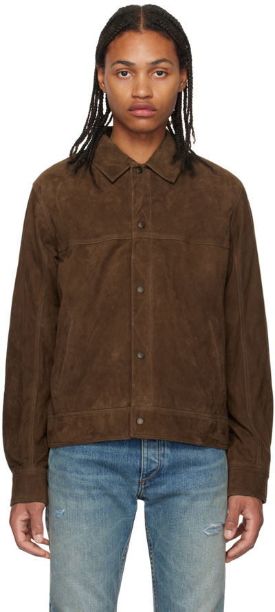 Shop Rag & Bone Brown Owen Leather Jacket In Dkbrw
