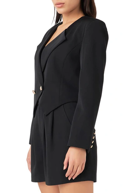 Grey Lab Crop Blazer In Black