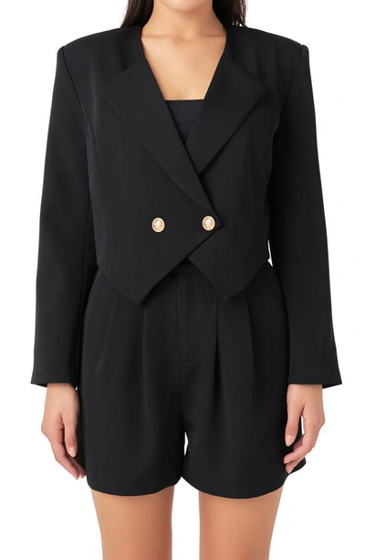 Grey Lab Crop Blazer In Black