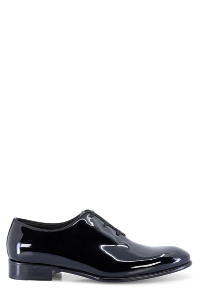 Santoni Patent Carter Wholecut Oxford Shoes In Black-n01