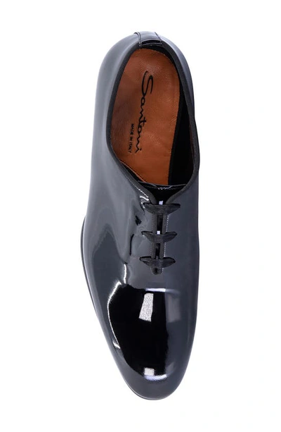 Santoni Patent Carter Wholecut Oxford Shoes In Black-n01