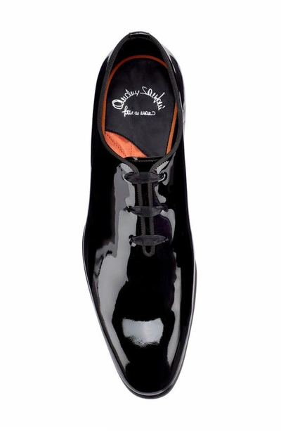 Santoni Patent Carter Wholecut Oxford Shoes In Black-n01