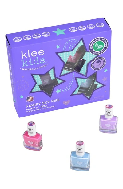 Shop Klee Kids' Starry Sky Kiss 3-piece Nail Polish Set In Purple