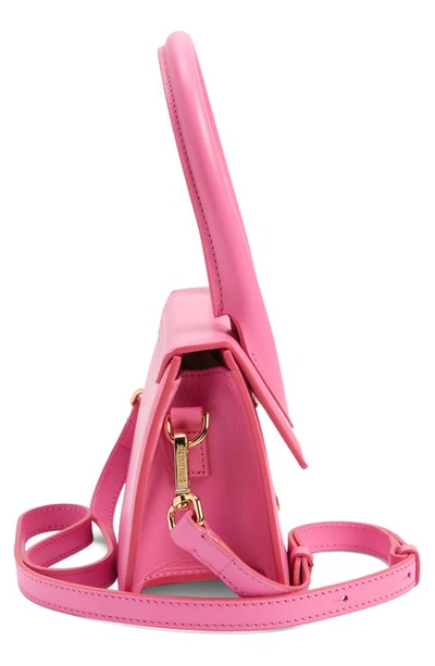 Shop Jacquemus Le Chiquito Moyen Leather Top Handle Bag In Neon Pink 434