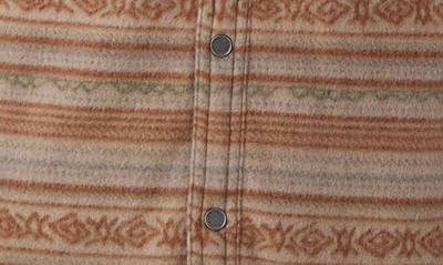 Shop O'neill Glacier Stripe Fleece Snap-up Overshirt In Khaki