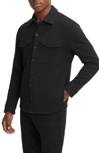 Shop Vince Cotton Blend Shirt Jacket In Black/ Med H Grey