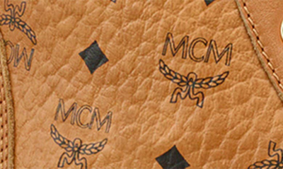 Shop Mcm Visetos Monogram Combat Boot In Cognac