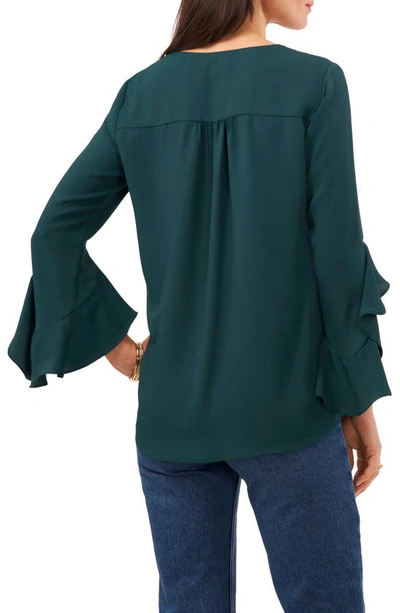 Shop Vince Camuto Flutter Sleeve Tunic In Deep Forest