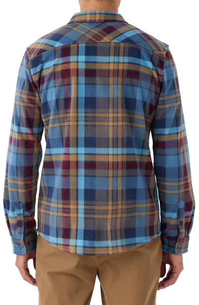Shop O'neill Glacier Check Fleece Snap-up Shirt In Blue Shadow