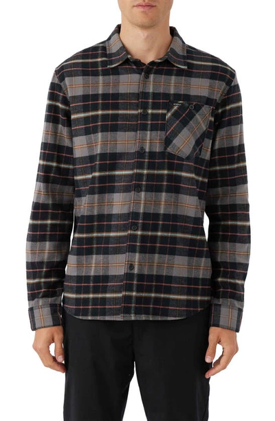 Shop O'neill Redmond Plaid Stretch Flannel Button-up Shirt In Black